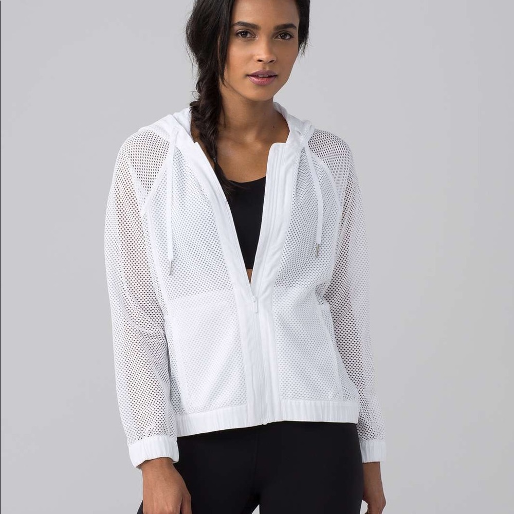 Lululemon White Mesh on Mesh Zip Up Jacket